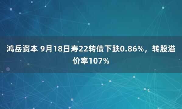 鸿岳资本 9月18日寿22转债下跌0.86%，转股溢价率107%